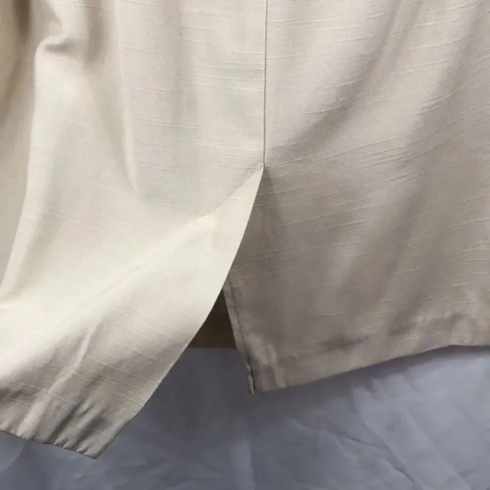 Womens Beige‎ Midi Skirt Elastic Waist Pencil Straight Lined Career